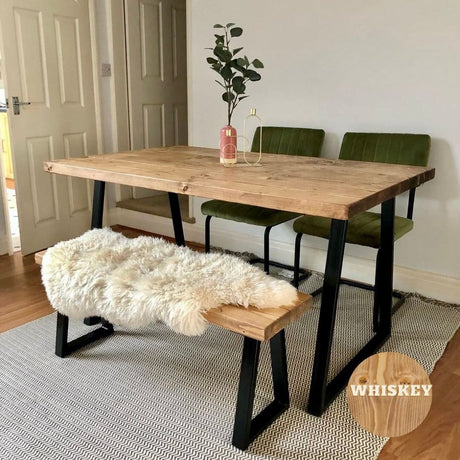 Rustic Dining Table Set - Thin Trapezium Legs Tables masterplank-shop