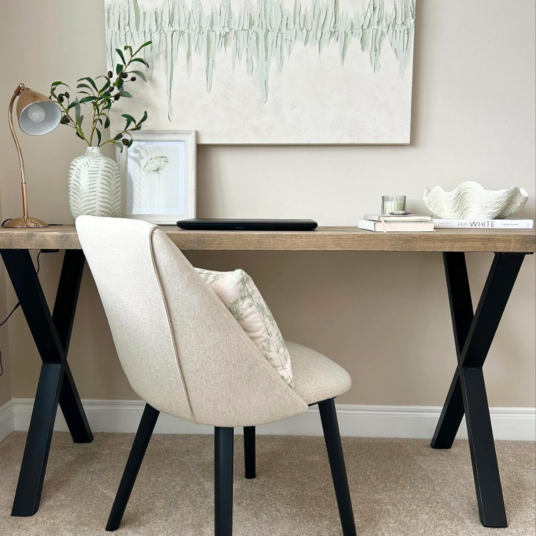 Rustic wooden office desk - Cross frame legs Desks masterplank-shop