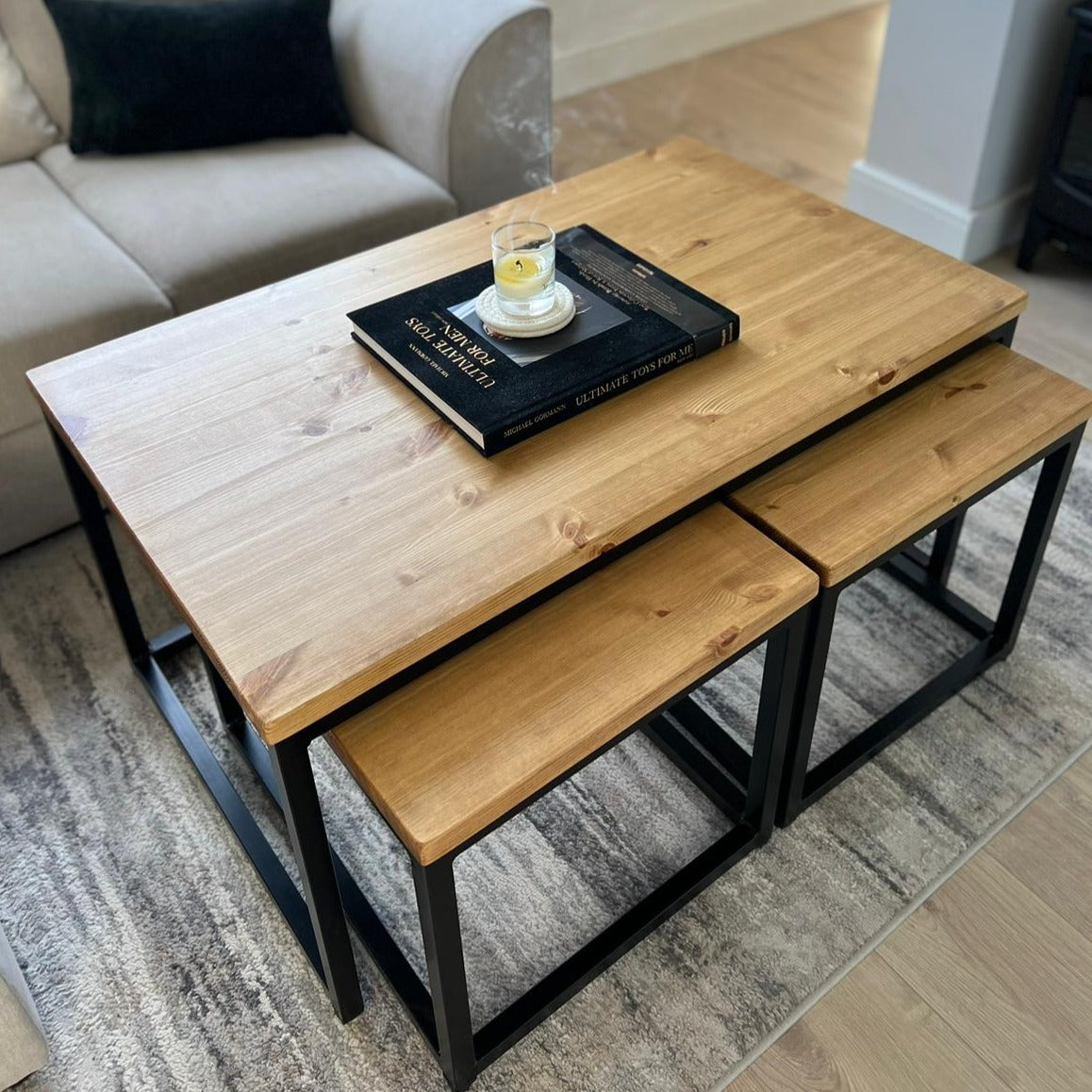 Rustic nest of Coffee tables Masterplank UK
