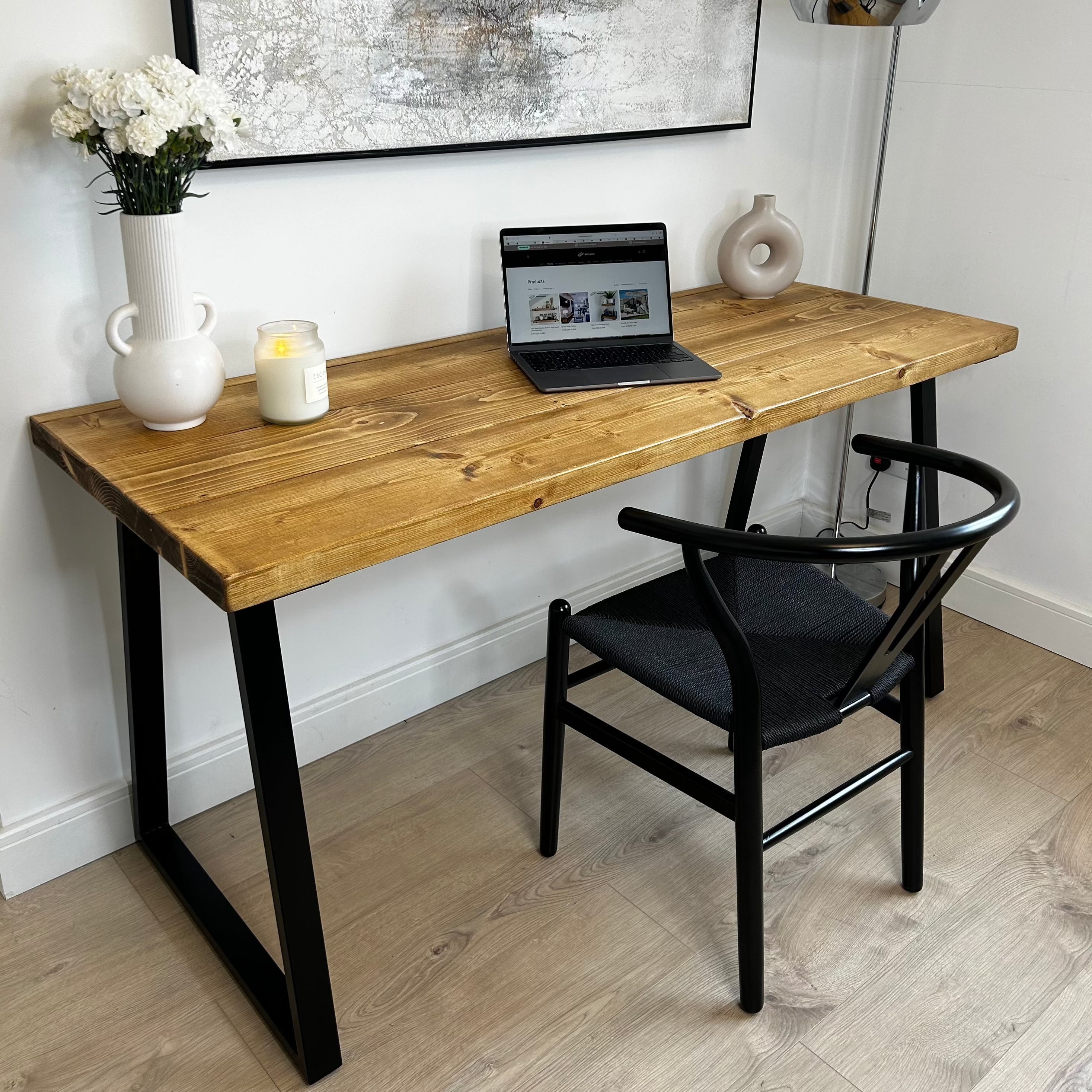 Rustic office desk - Trapeze legs Desks masterplank-shop