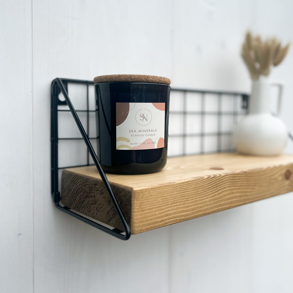 Rustic Wooden Mesh Wall Decor Shelf handcrafted in the UK Masterplank UK
