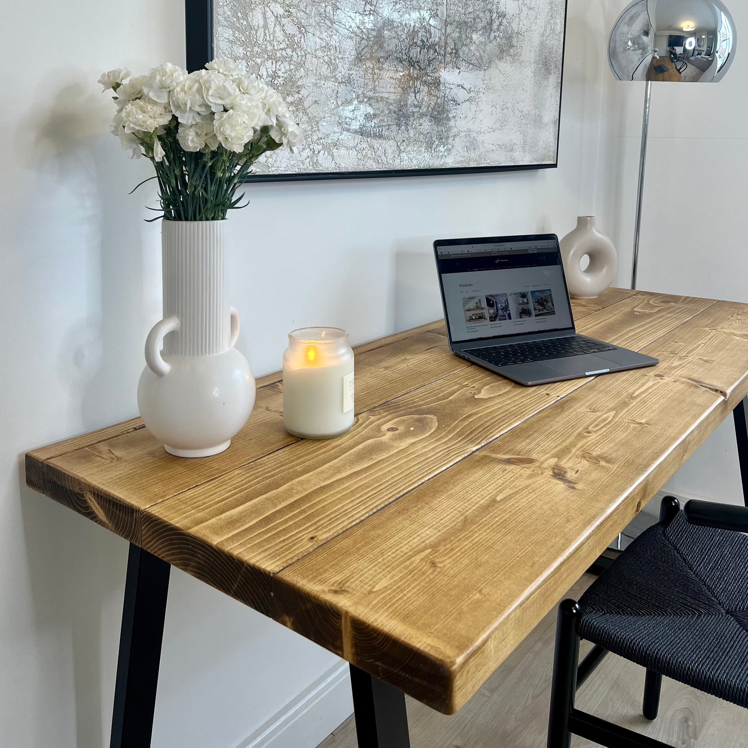 Rustic office desk - Trapeze legs Desks masterplank-shop