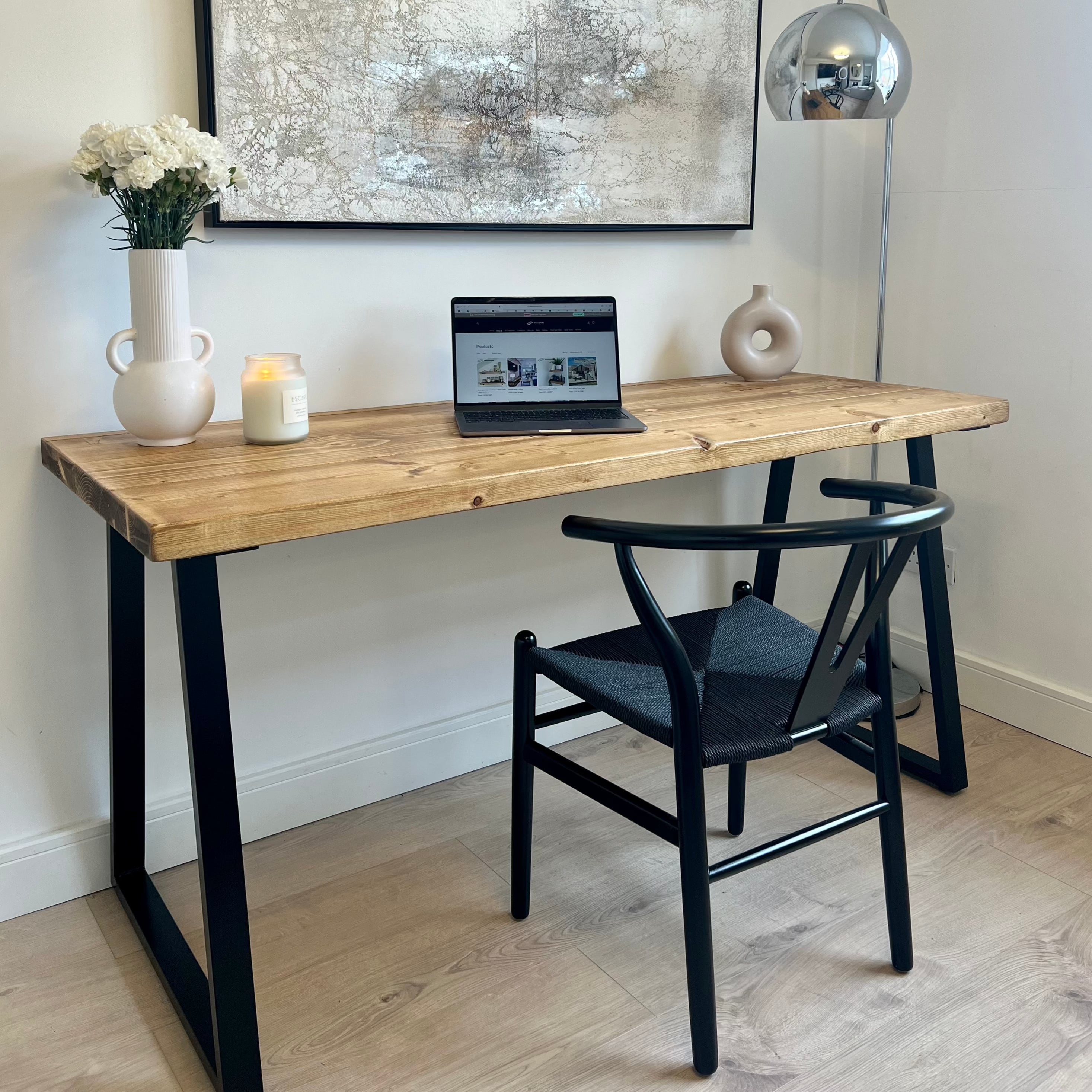 Rustic office desk - Trapeze legs Desks masterplank-shop