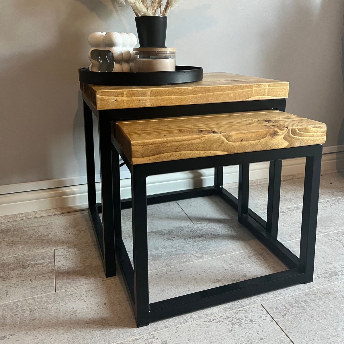 Sydney rustic nest of tables Masterplank UK