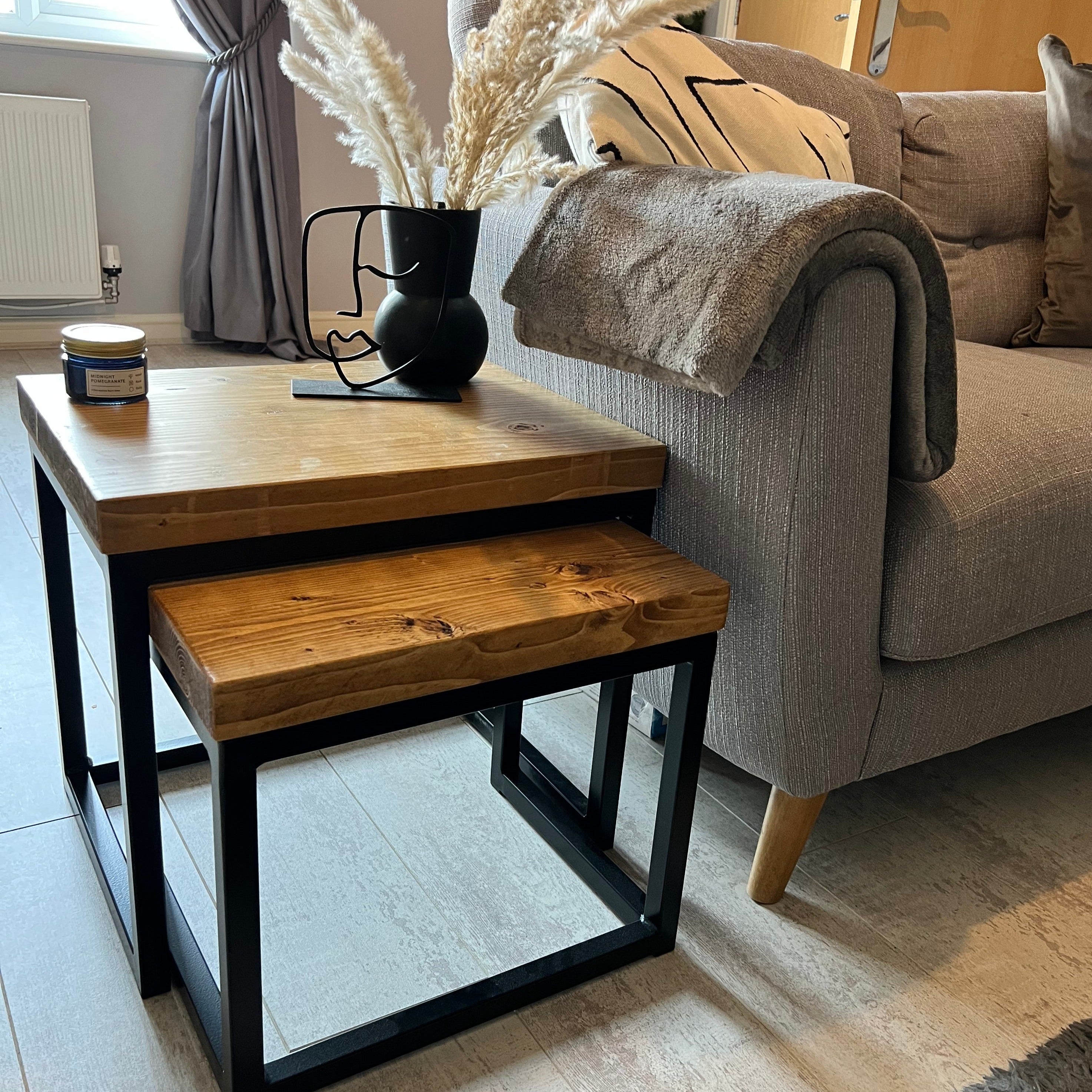 Sydney rustic nest of tables Masterplank UK