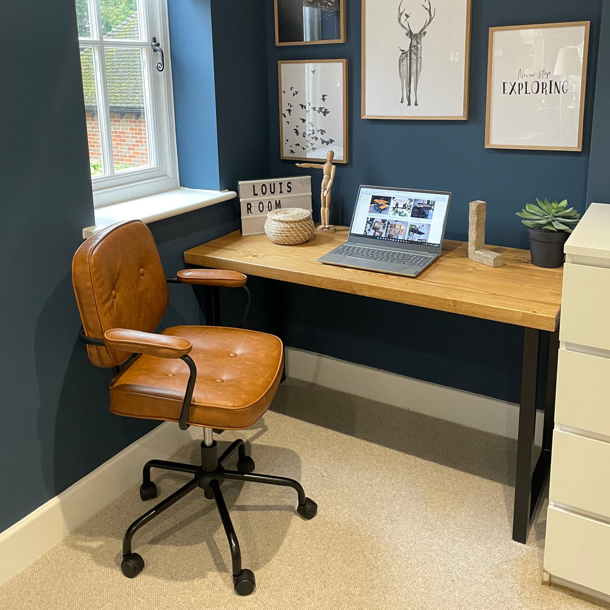 Rustic office desk - Box frame legs Desks masterplank-shop