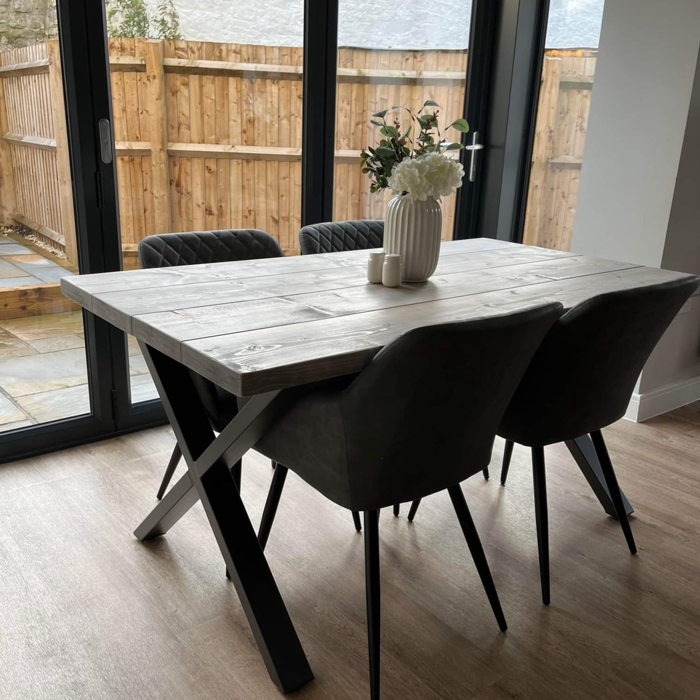 Rustic Dining Table Set - Cross Frame Tables masterplank-shop