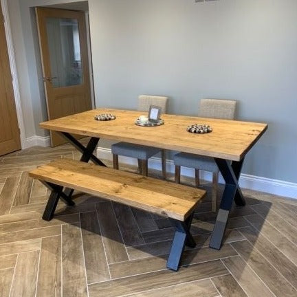 Rustic Dining Table Set - Cross Frame Tables masterplank-shop