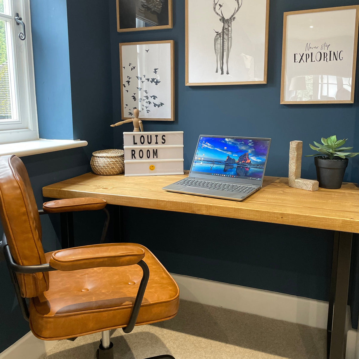 Rustic office desk - Box frame legs Desks masterplank-shop