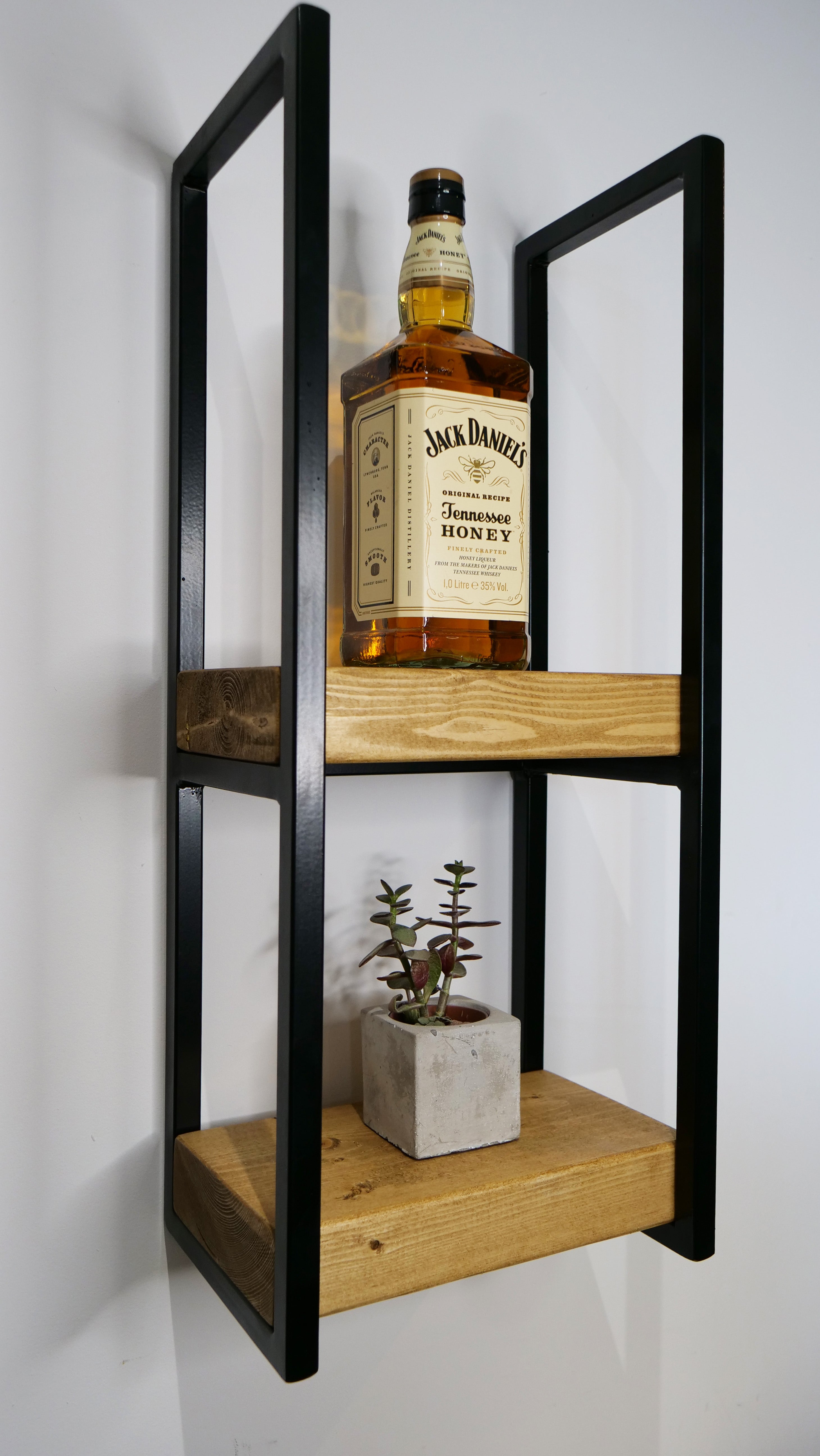 Rustic Two Tier Hanging Wall Shelving Unit Decor Shelves