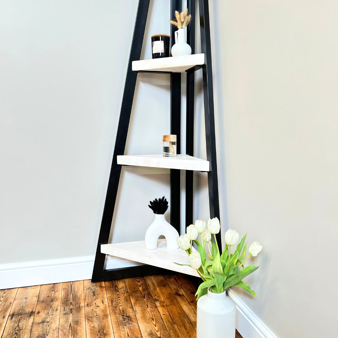 Rustic Wooden Corner Unit/Shelving handcrafted in the UK Shelving Masterplank UK