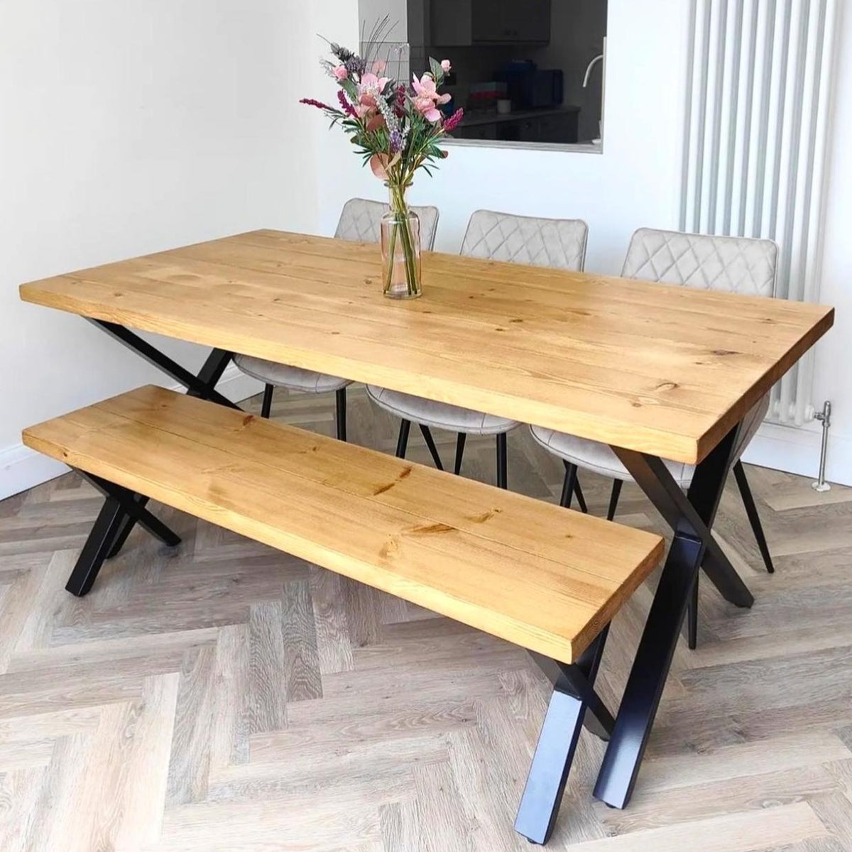 Rustic Dining Table Set - Cross Frame Tables masterplank-shop