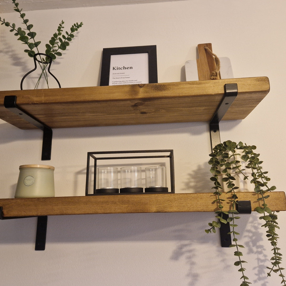 Pair of Rustic Wooden Shelves handcrafted in the UK Shelves masterplank-shop   