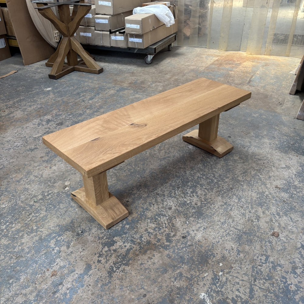 Ex Demo - Solid Oak Wooden Bench - 120cm x 39cm - Bourbon