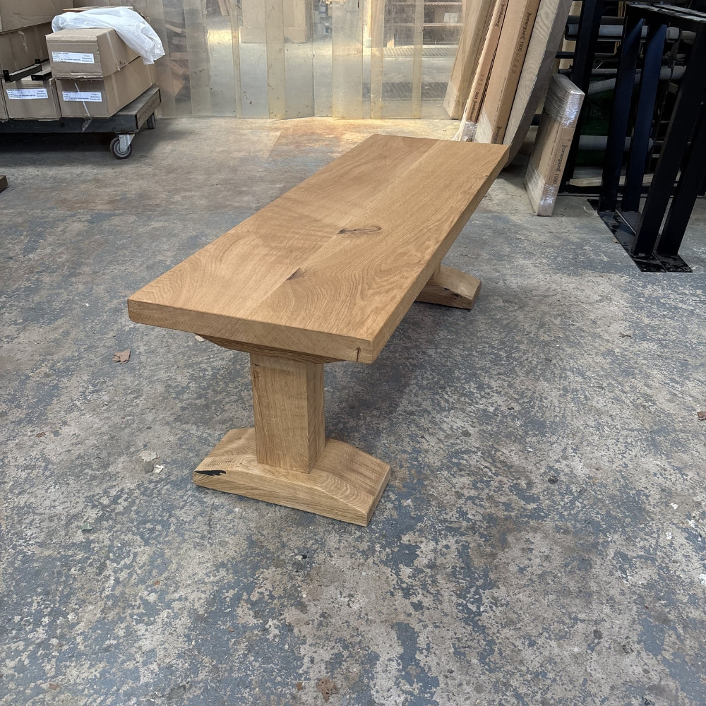 Ex Demo - Solid Oak Wooden Bench - 120cm x 39cm - Bourbon