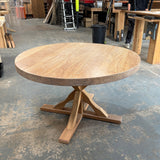 Ex Demo - Solid Oak 140cm Chunky Round Dining table - Wooden Central base