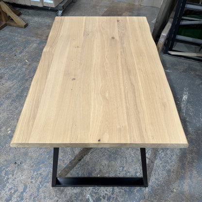 Outlet - Solid Oak 140cm x 90cm with Waney edge - Choice of legs - Stained in Mist