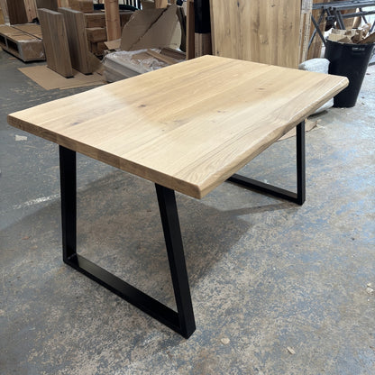 Outlet - Solid Oak 140cm x 90cm with Waney edge - Choice of legs - Stained in Mist