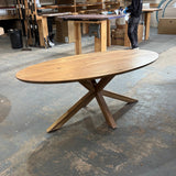 Ex Demo - Solid Oak Oval Dining table - 200cm x 100cm - Chamfered Edge