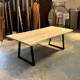 Ex Demo - Solid Oak 220cm x 100cm Waney live edge table - Choose stain and legs