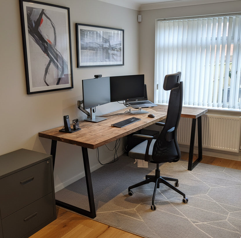 Rustic Corner Wooden office desk - Choice of legs