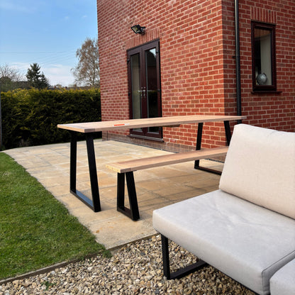 Solid White Ash Garden Dining Table and Bench Set