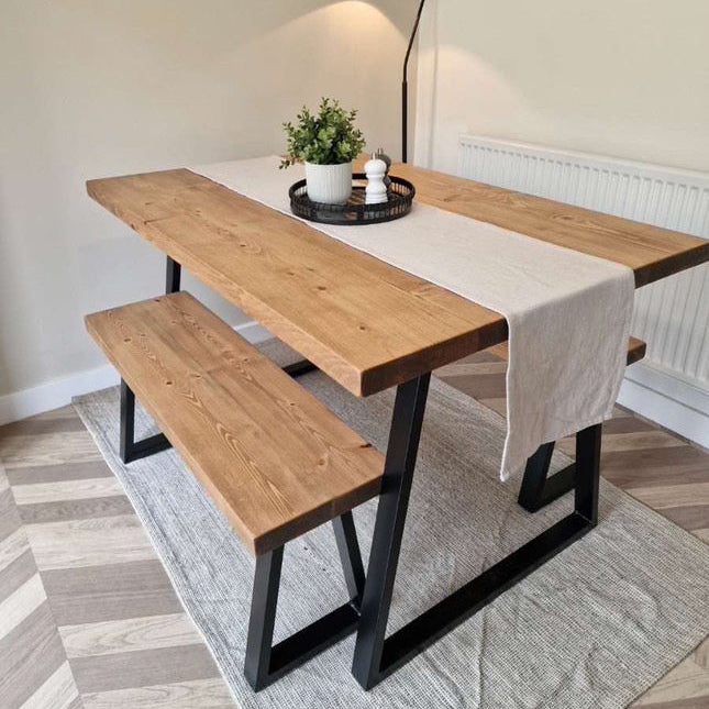 Rustic Dining Table - Thin Trapezium Legs