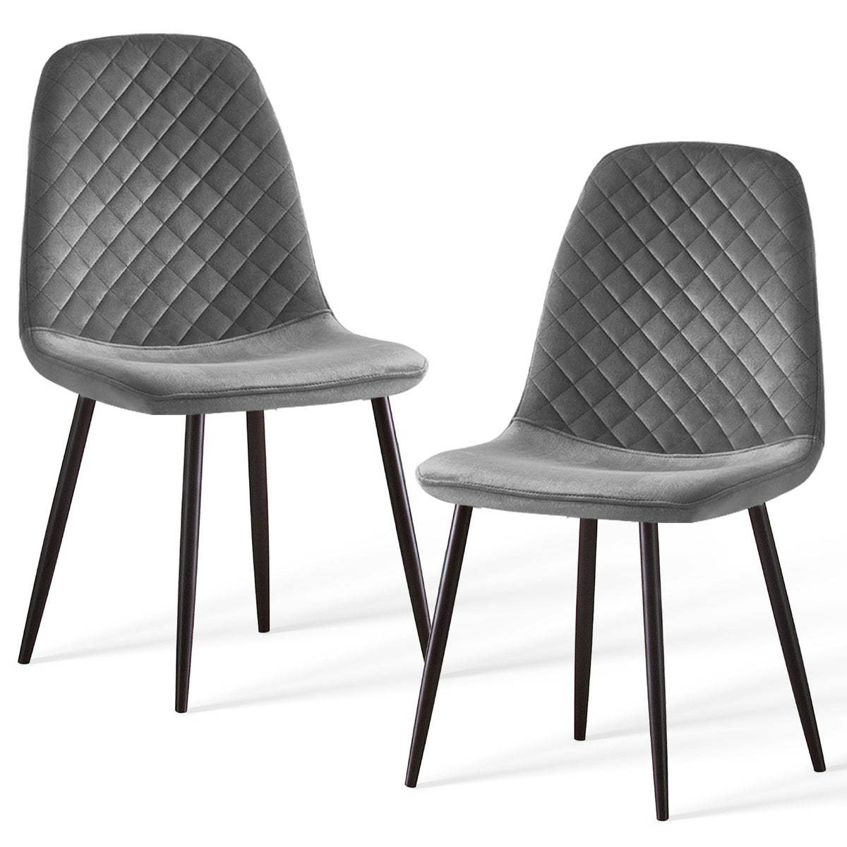 Caradoc dining chairs - Faux leather / Velvet - Set of Two