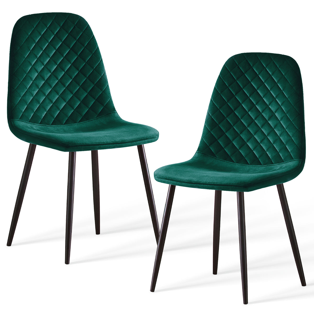 Caradoc dining chairs - Faux leather / Velvet - Set of Two
