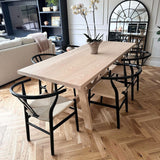 Delamere - Solid Ash wooden tressle dining table - masterplank uk shop - Ash