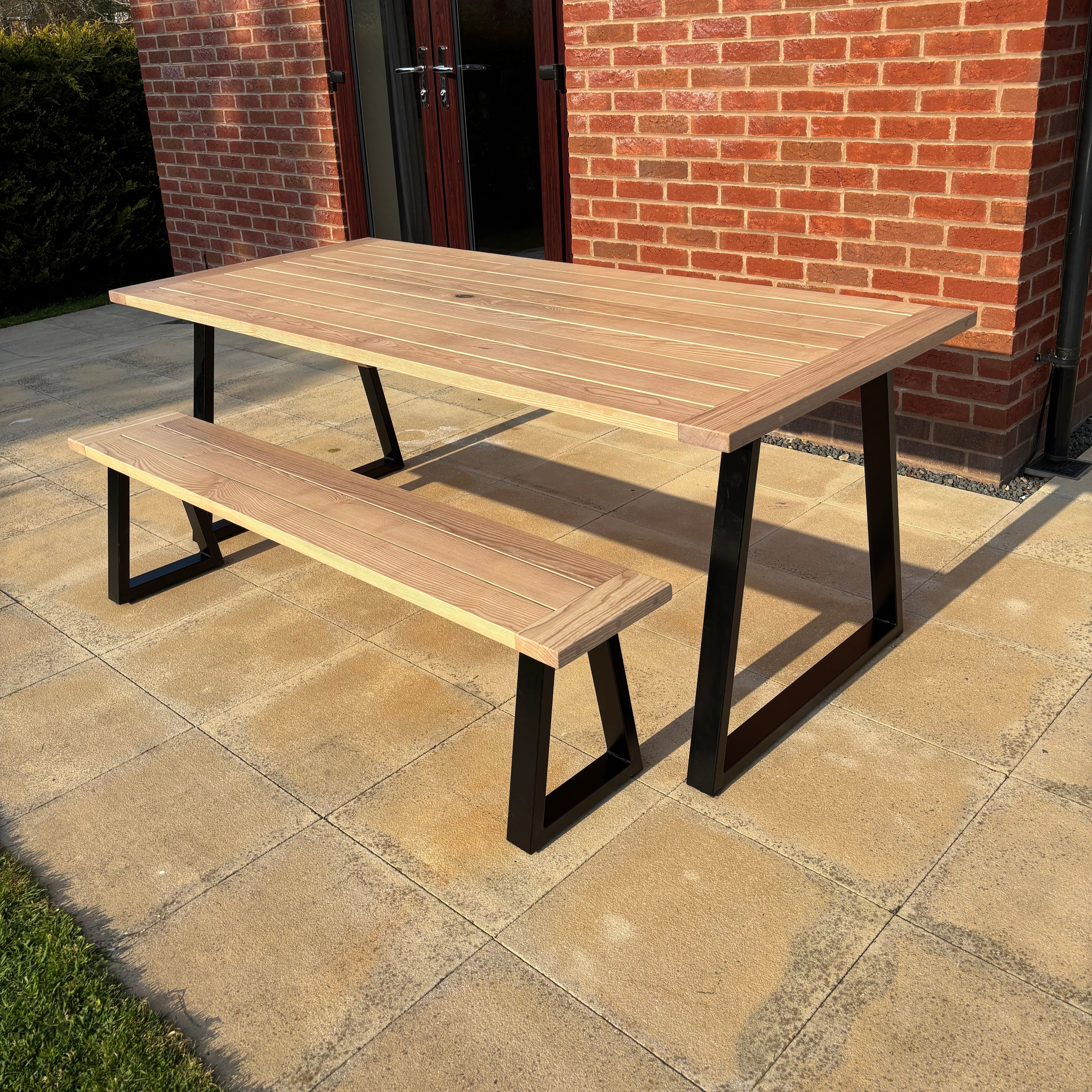 Solid White Ash Garden Dining Table and Bench Set