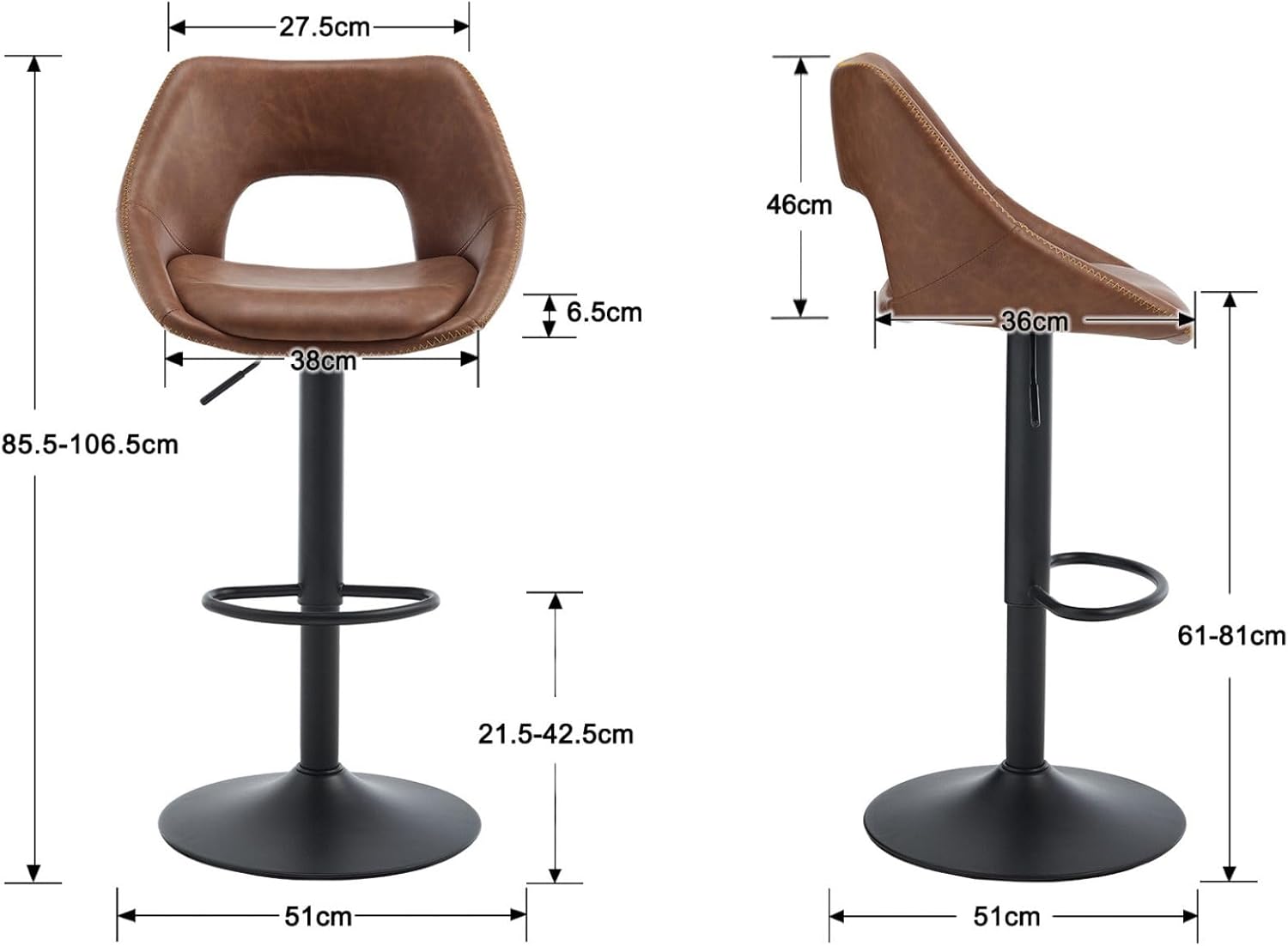 Backup Breakfast Bar Stool - Swival PU Leather Set of Two