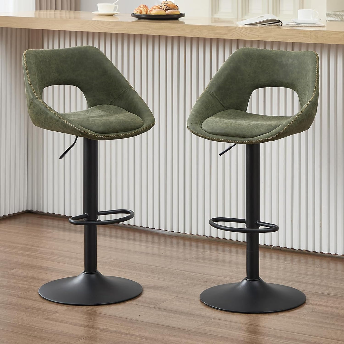 Backup Breakfast Bar Stool - Swival PU Leather Set of Two
