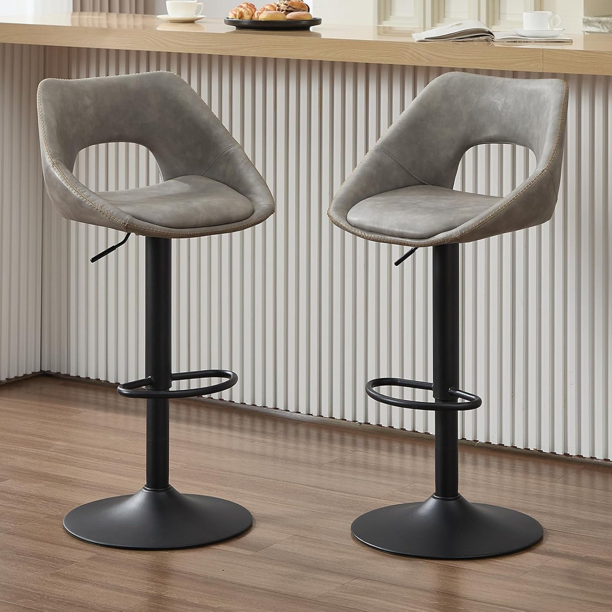 Backup Breakfast Bar Stool - Swival PU Leather Set of Two