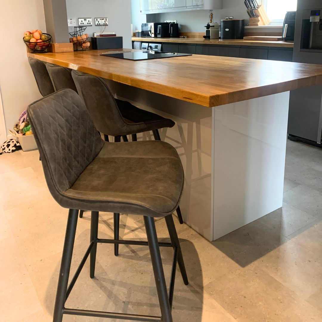 Masterplank Brennan high bar stool - Dark grey Faux leather Masterplank UK