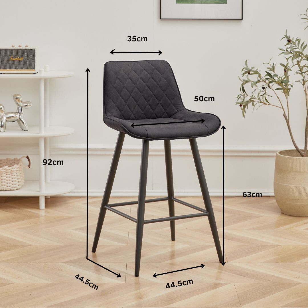 Masterplank Brennan high bar stool - Dark grey Faux leather Masterplank UK