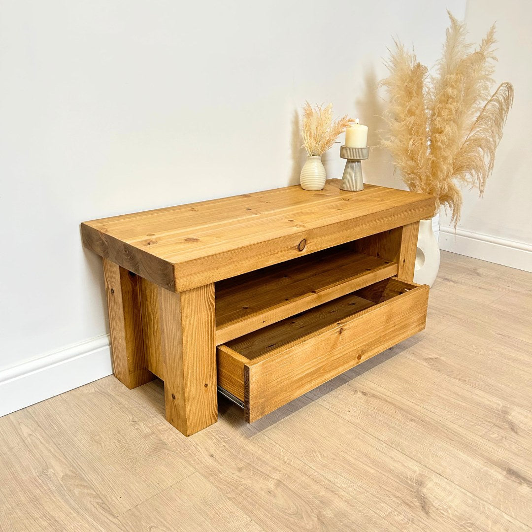 Bronson Chunky Rustic TV Unit coffee table with drawer option Tables masterplank-shop   