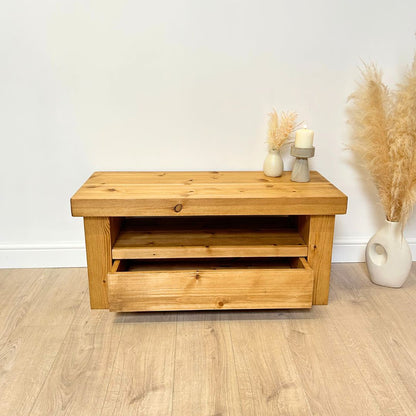 Bronson Chunky Rustic TV Unit coffee table with drawer option Tables masterplank-shop Small Drawer 