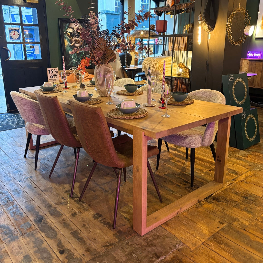 Burnan Solid Oak Dining Table Set - Oak Box legs – Masterplank UK