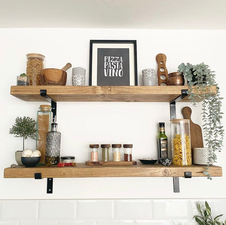 Pair of Rustic Wooden Shelves handcrafted in the UK Shelves masterplank-shop   