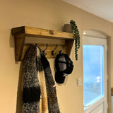 Rustic Canopy Coat hook shelf - Black coat hooks Shelves Masterplank UK   