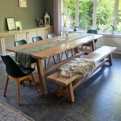Chopwell Dining table - Solid Oak trestle dining table Oak legs