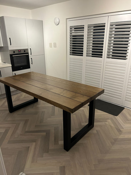 Chunky Solid Oak Dining Table and Bench set Masterplank 