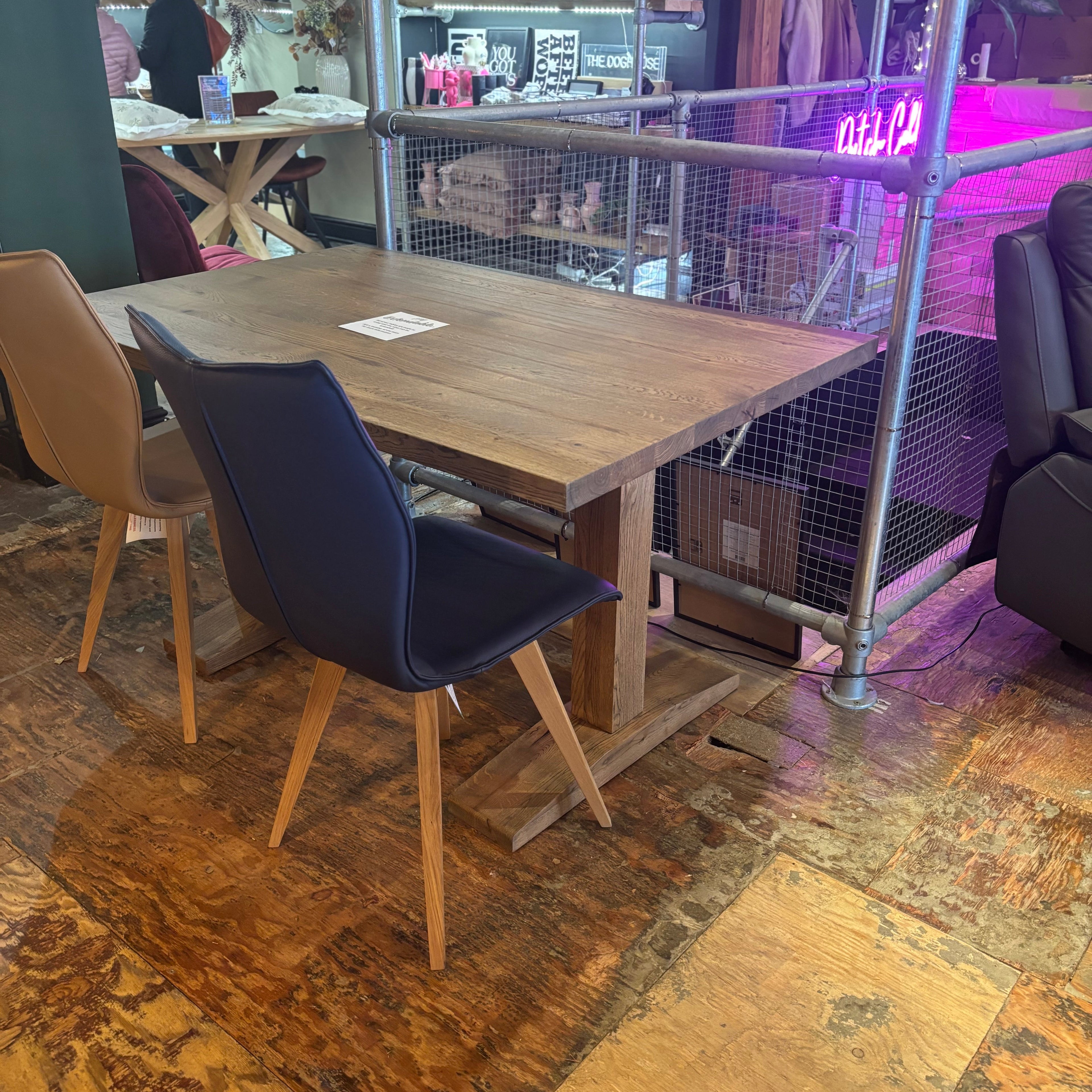 Solid Oak Tona Dining Table and Benches - Oak legs