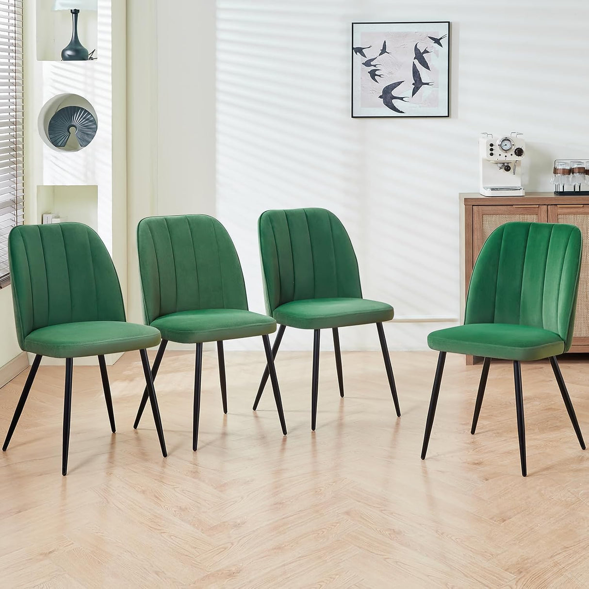 Hedger Dining Chairs - Velvet/Faux leather - Set of two