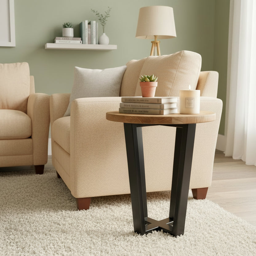 Solid Oak Round Side Table