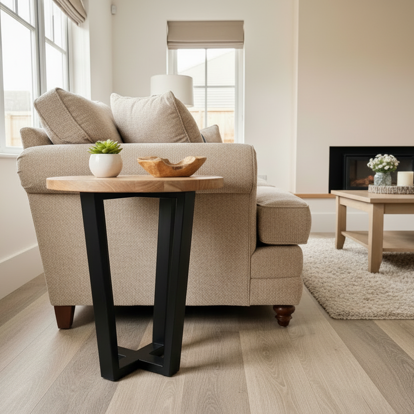 Solid Oak Round Side Table