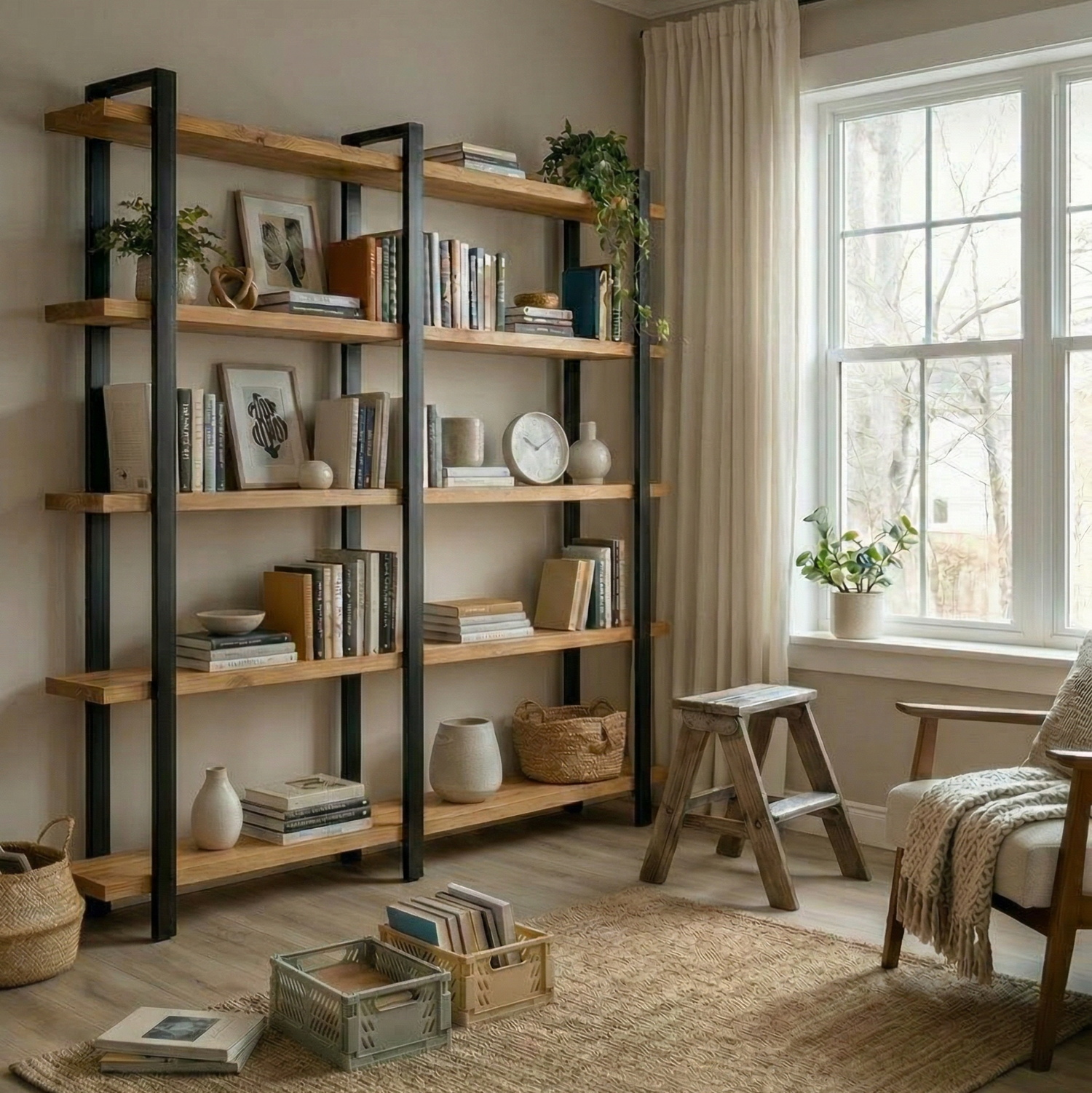 Sherwood - Double width Wooden Bookcase