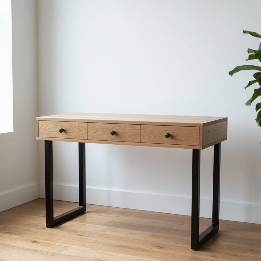 Solid Oak Box Drawer Desk - Customisable Length and Legs
