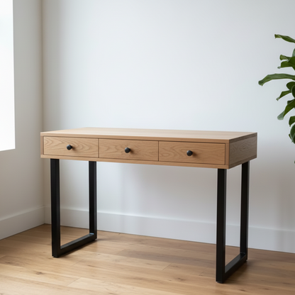 Solid Oak Box Drawer Desk - Customisable Length and Legs